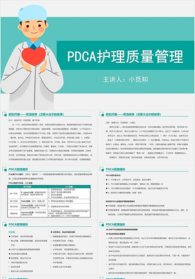 绿色简约护理质量管理PDCA护理质量管理PPT模板护理质量管理ppt