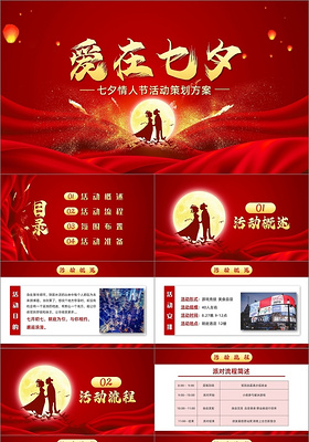 红色浪漫爱在七夕七夕情人节活动策划方案PPT模板