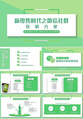 绿色商务新零售时代之微信社群营销方案PPT模板