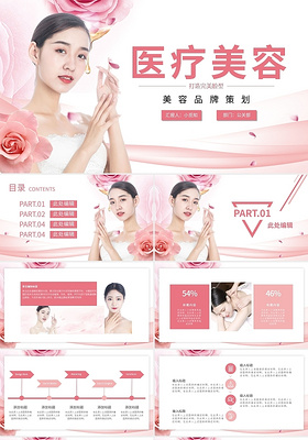 粉色医疗美容美容品牌策划PPT模板宣传PPT动态PPT