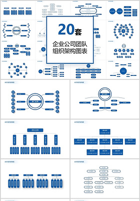 20套企业公司团体组织架构图表PPT模板
