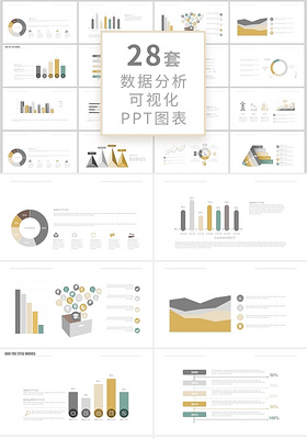 不饱和色数据分析信息可视化PPT图表集财务分析可视化图表