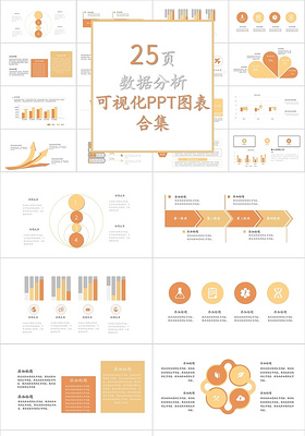 橙色信息可视化图表数据结构PPT模板财务分析可视化图表