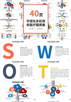 40页彩色可视化多彩商务医疗图表集PPT模板宣传PPT动态通用商务图表